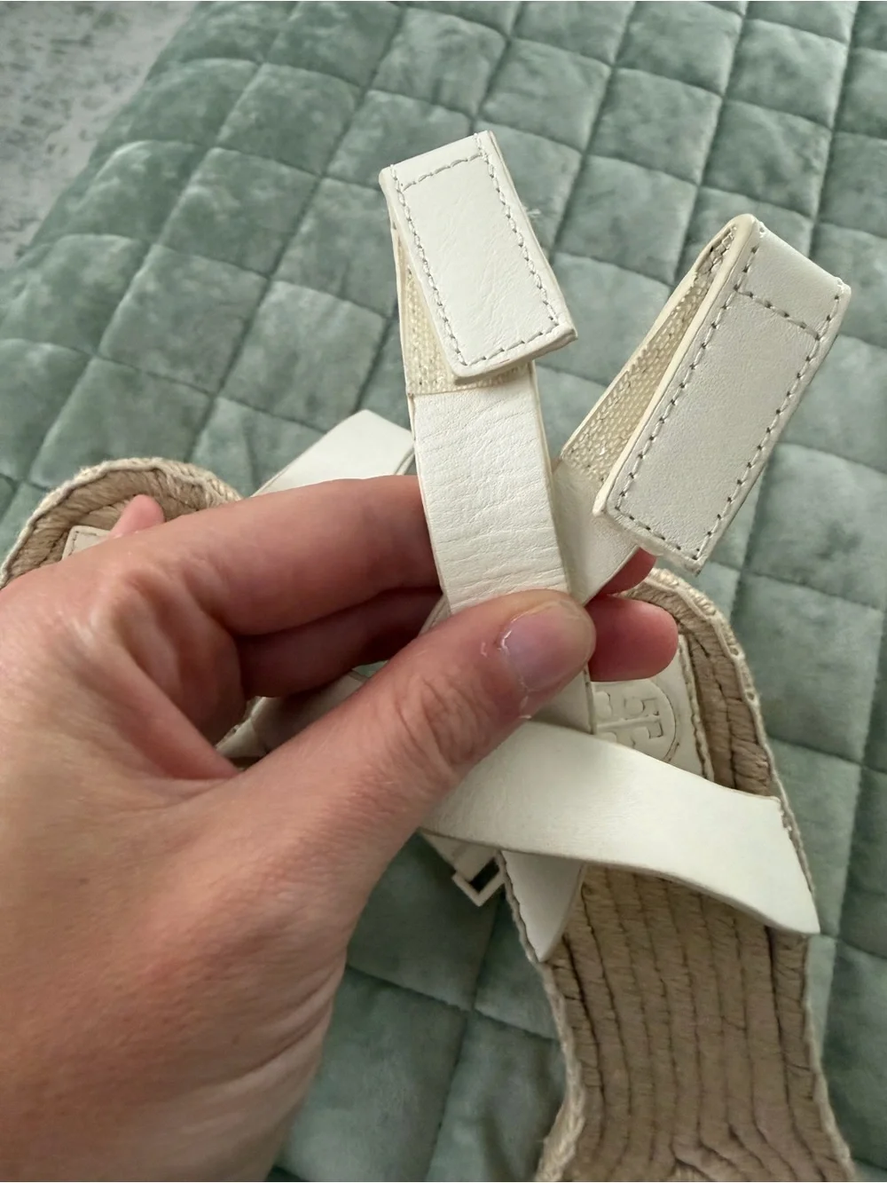 Tory Burch Cream Leather Espadrille Slingback Sandals